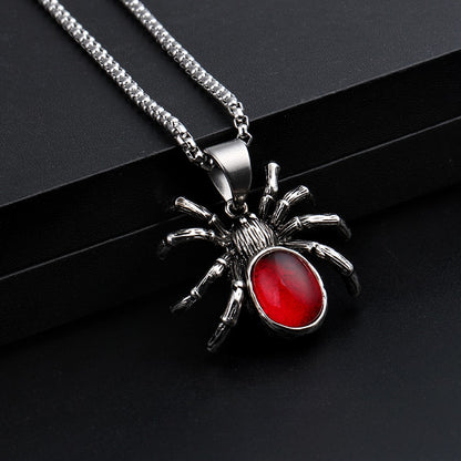 Red Diamond Spider Necklace & Heart Angel Gemstone Jewelry