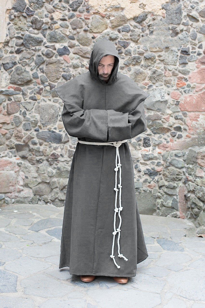 Men's Vintage Medieval Hooded Cape with Long Sleeves