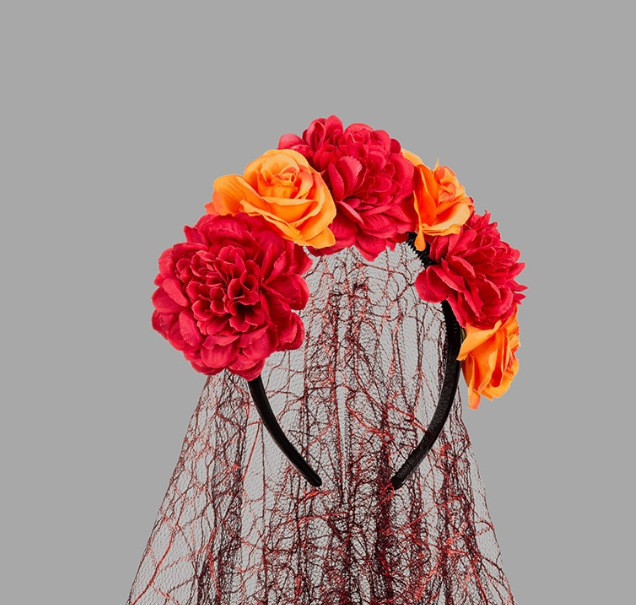 Rose Floral Headband for Day of the Dead Celebration