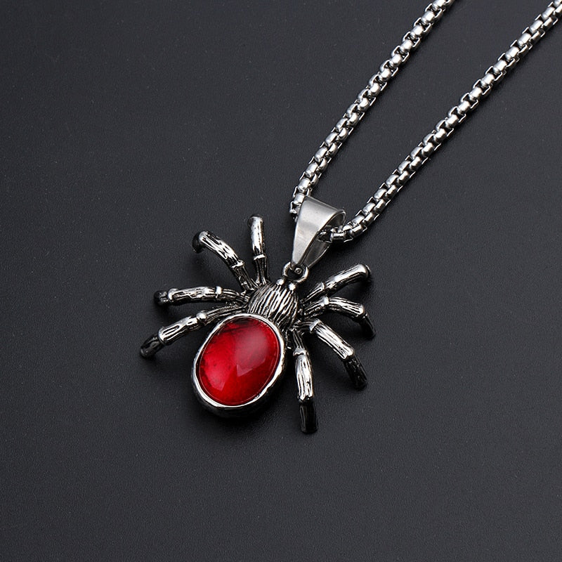 Red Diamond Spider Necklace & Heart Angel Gemstone Jewelry