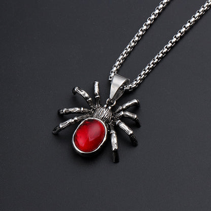 Red Diamond Spider Necklace & Heart Angel Gemstone Jewelry