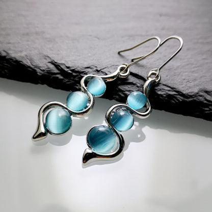 Blue Bohemian Curved Wave Earrings - Direct from Factory