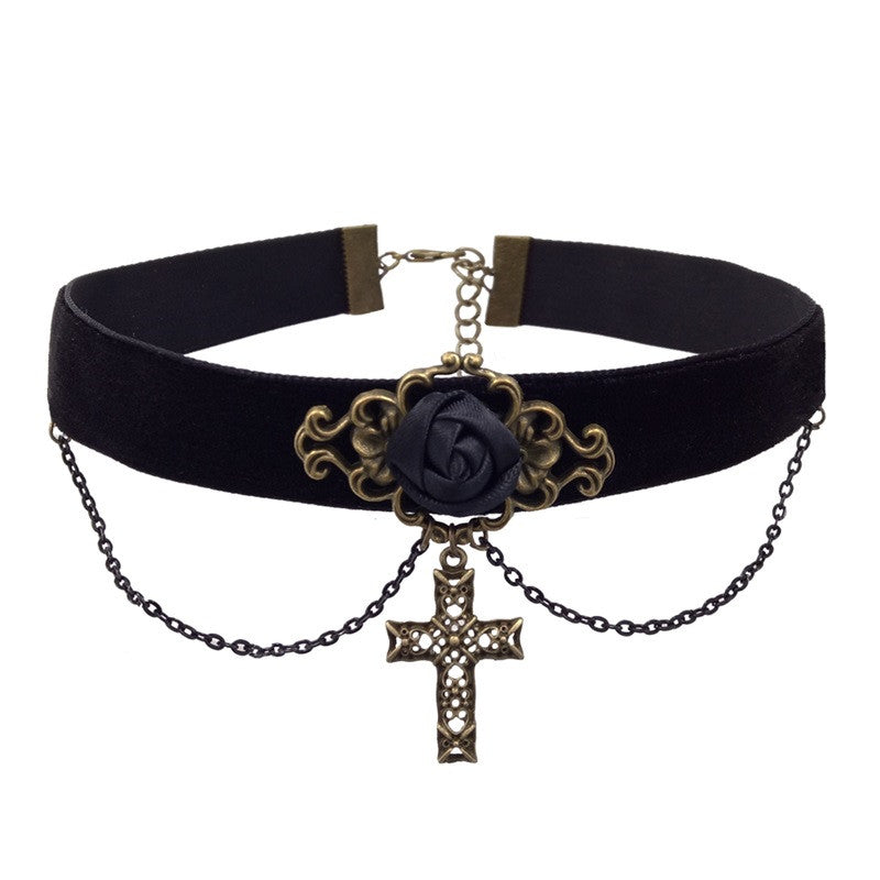Gothic Cross Necklace with Punk and Japanese Style