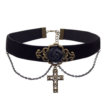 Gothic Cross Necklace with Punk and Japanese Style