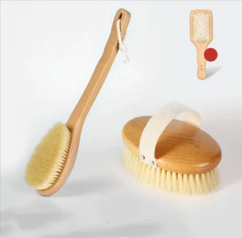 Brosse de bain à poils en bois
