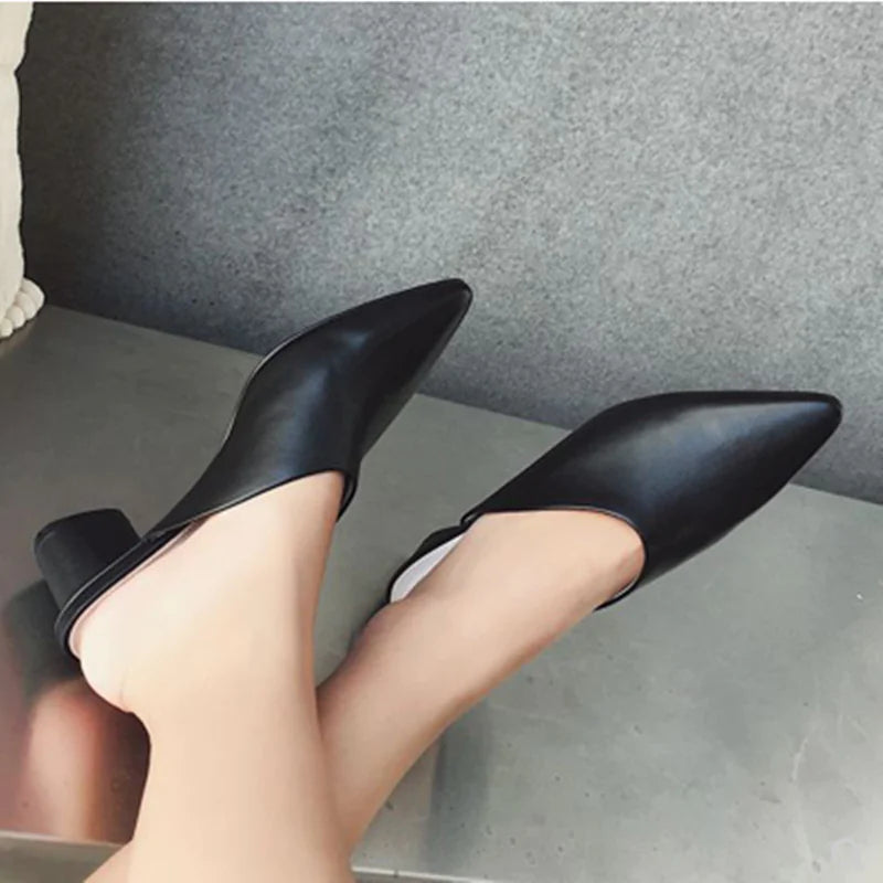 Women's Leather Half Slippers Mules