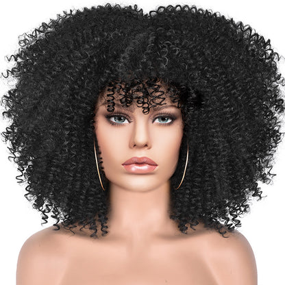 New Short Curly African American Wigs with Rose Net