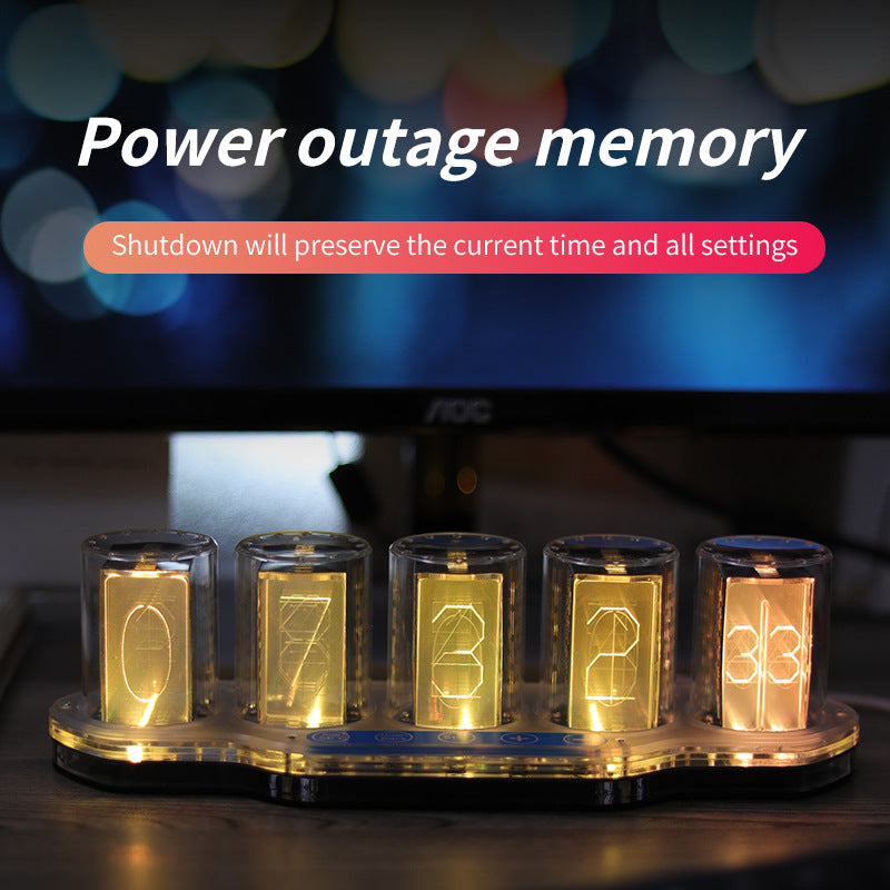 RGB Neon Tube Clock - Creative Desktop Decor