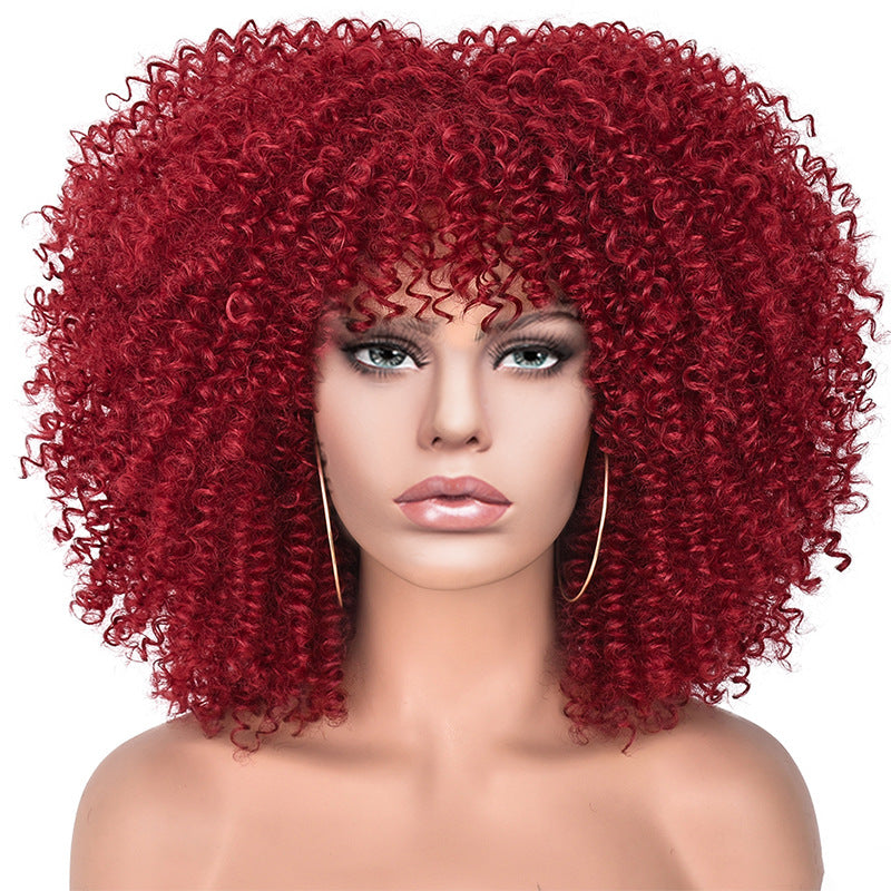 New Short Curly African American Wigs with Rose Net