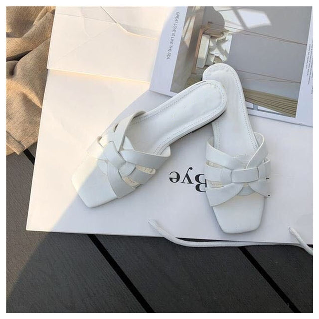 Sandales plates décontractées de plage ouvertes à l'avant pour femmes