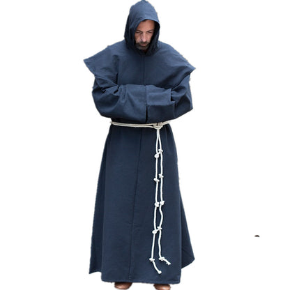 Men's Vintage Medieval Hooded Cape with Long Sleeves