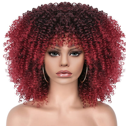 New Short Curly African American Wigs with Rose Net