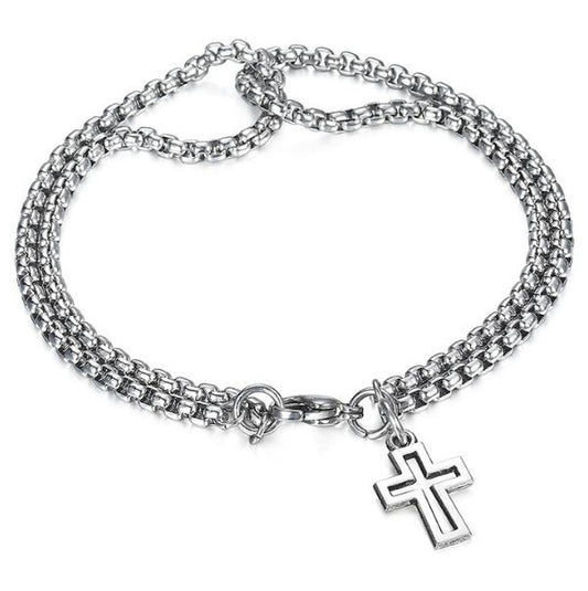 Stainless Steel Cross Bracelet - Stylish and Versatile