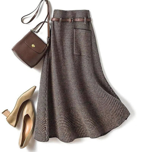 Houndstooth A-Line Skirt for Women's Fashion