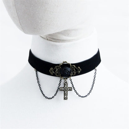 Gothic Cross Necklace with Punk and Japanese Style