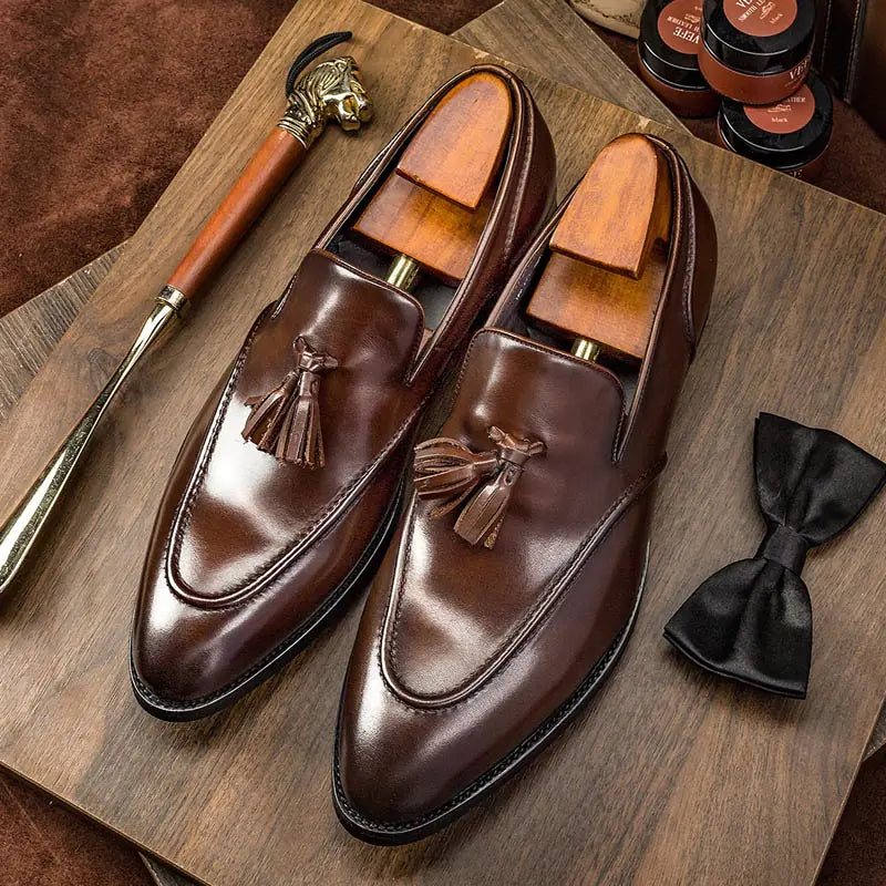 Chaussures en cuir décontractées habillées pour hommes avec des glands