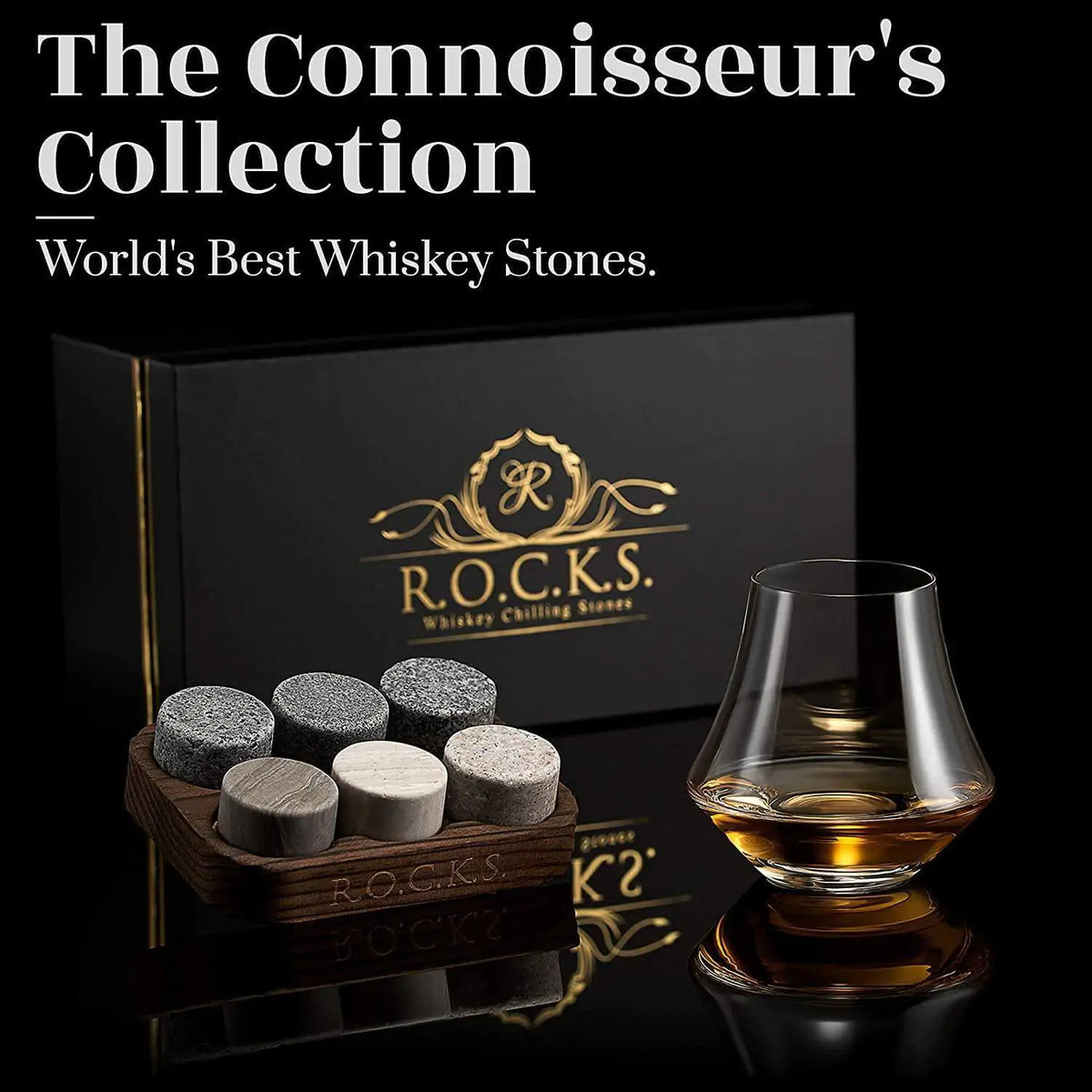 Le Coffret Connoisseur – Glaçons en granit & Verre de dégustation à whisky