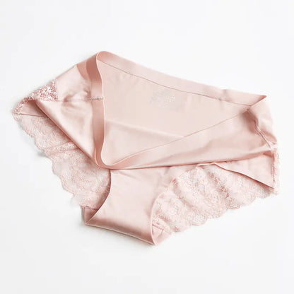 Luxury Pearl Lace Panties, Seamless Women's Briefs