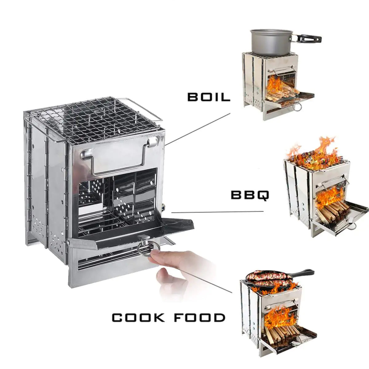 Mini-barbecue d'extérieur carré pour le camping et les pique-niques