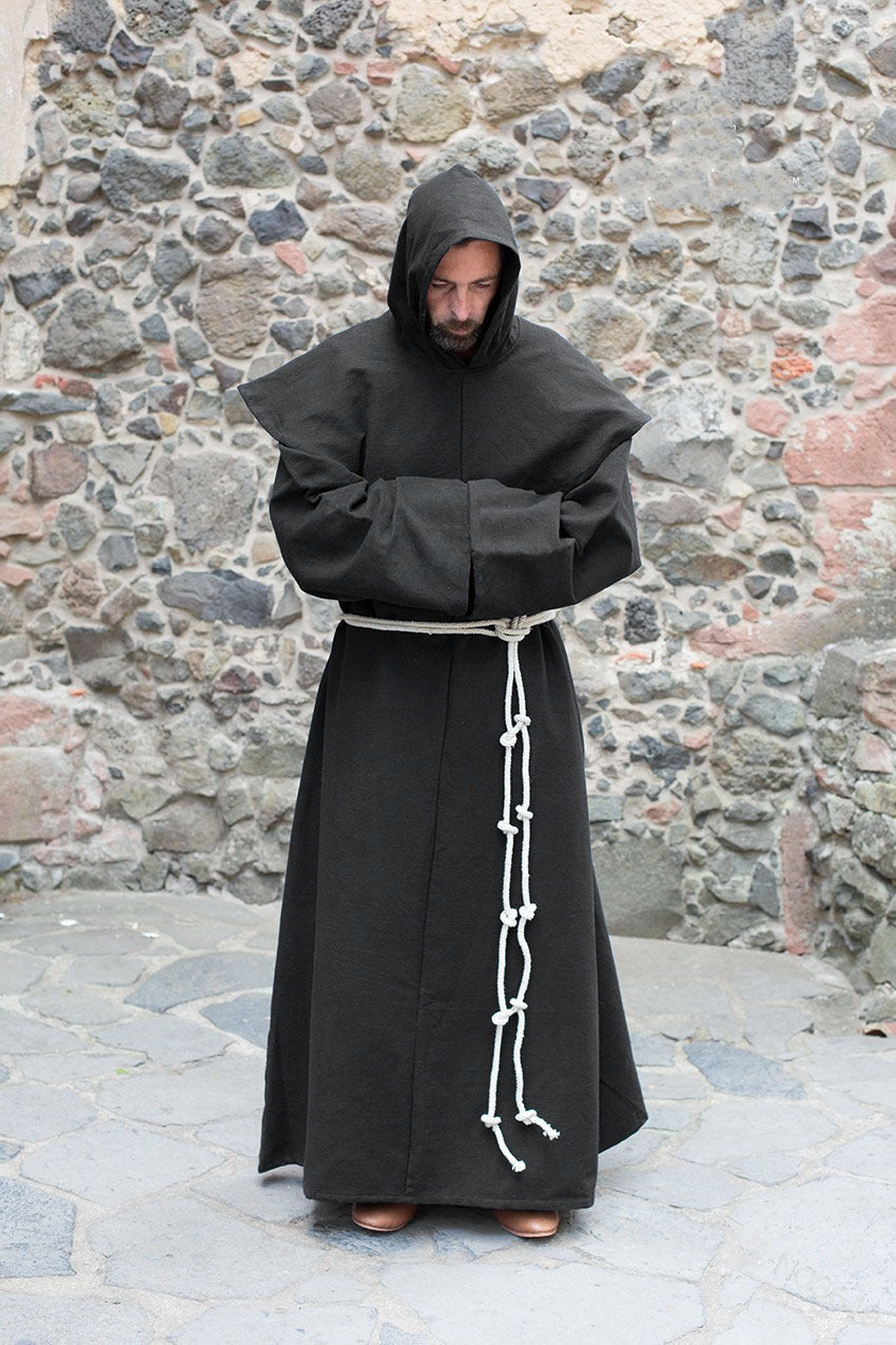 Men's Vintage Medieval Hooded Cape with Long Sleeves