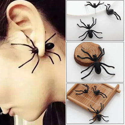Creepy Black Spider Earrings for Halloween Costumes