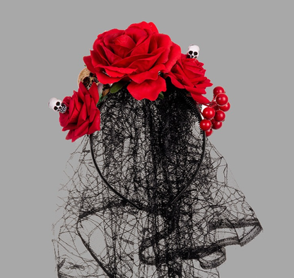 Rose Floral Headband for Day of the Dead Celebration