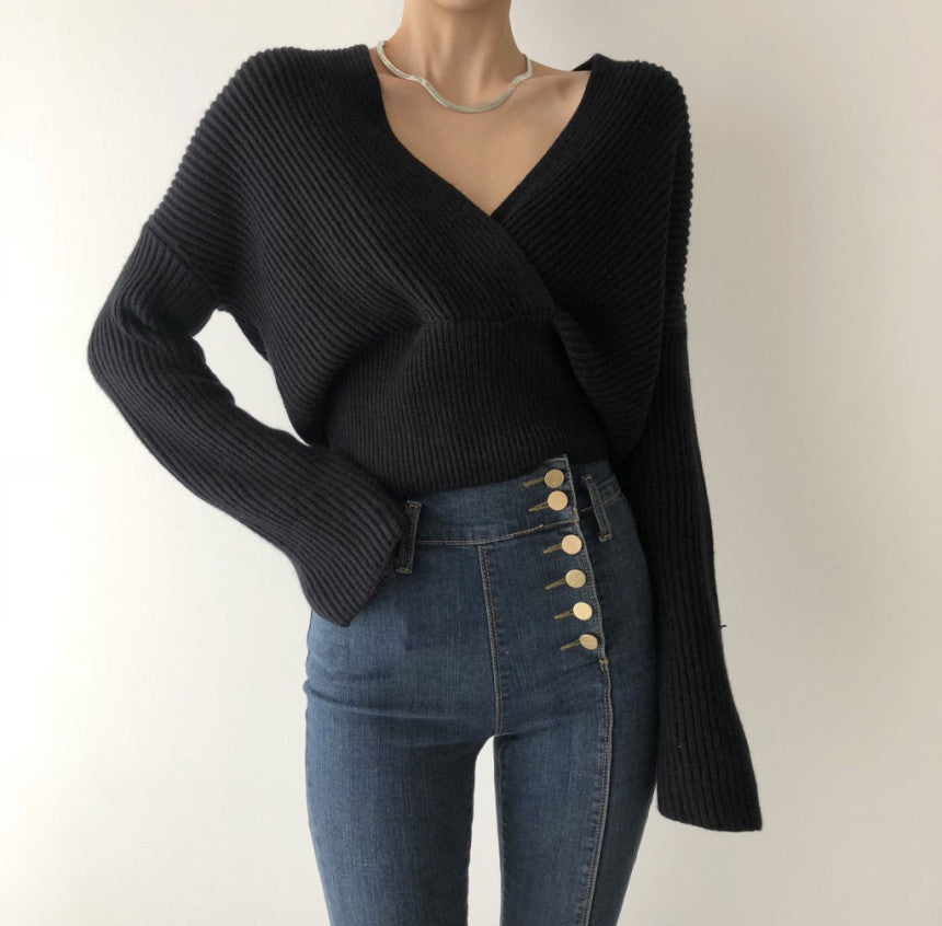 Women's Cross V-Neck Warm Sweater