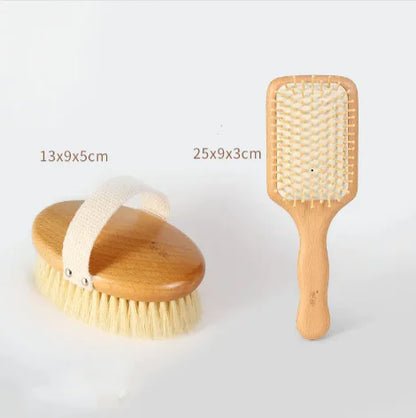 Brosse de bain à poils en bois