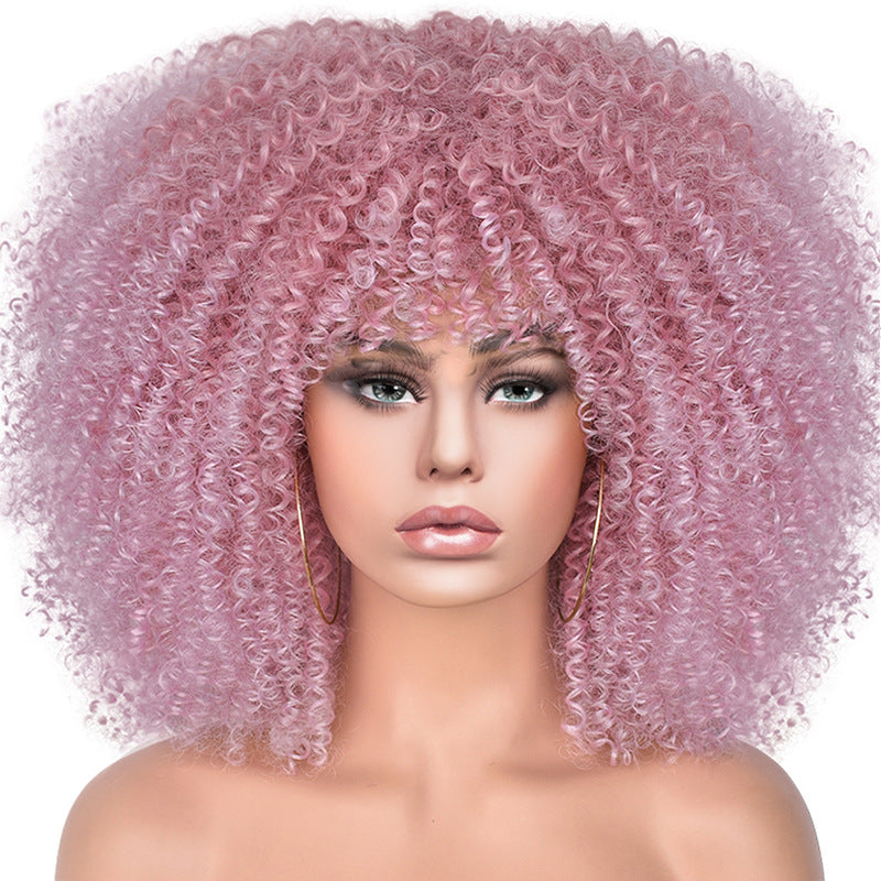 New Short Curly African American Wigs with Rose Net