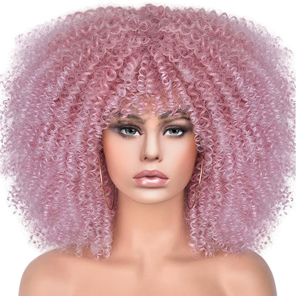New Short Curly African American Wigs with Rose Net