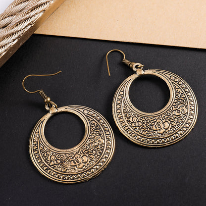 Boucles d'oreilles de plage circulaires vintage - Pendantes longues style bohème