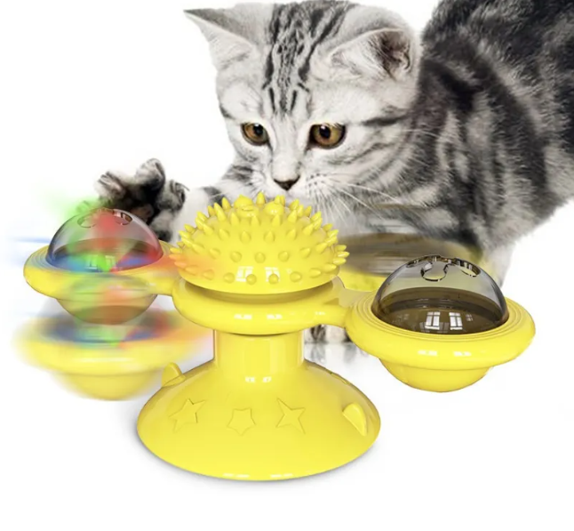 PlayLab Collection - Rotating Windmill Cat Teaser Toy with Light