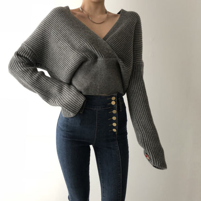 Women's Cross V-Neck Warm Sweater