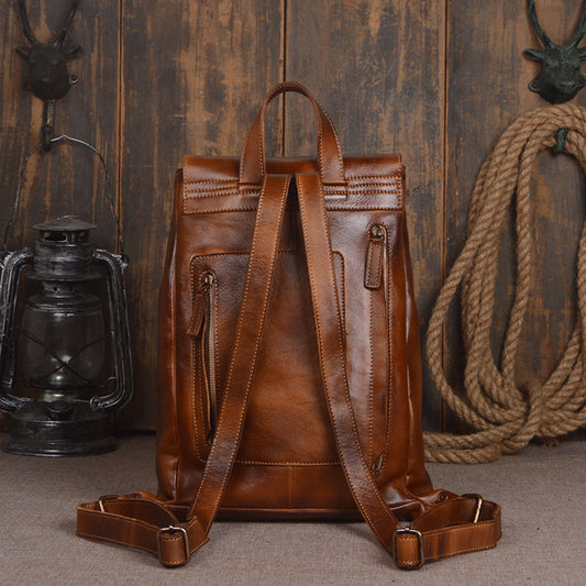 Leather Computer Backpack with Double Straps