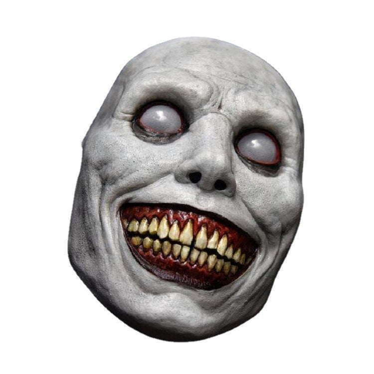 Smiling Demon White Eyes Latex Mask for Halloween Costume