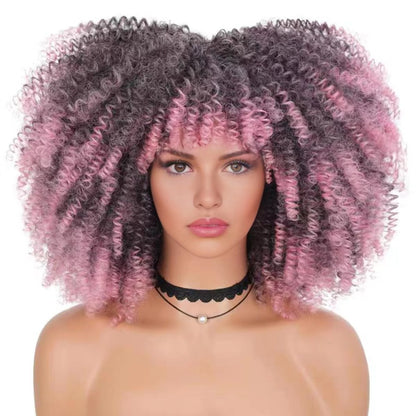 New Short Curly African American Wigs with Rose Net