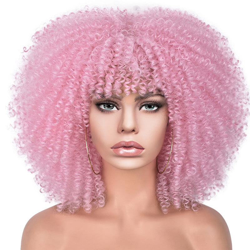 New Short Curly African American Wigs with Rose Net
