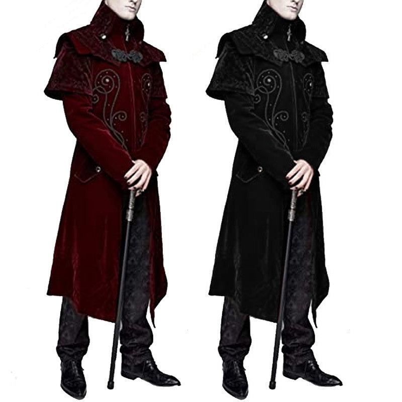 Men's Gothic Halloween Jacket with Stand Collar