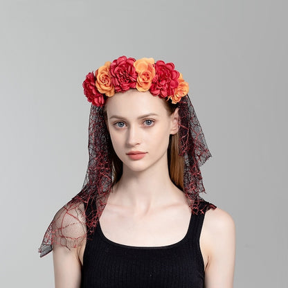 Rose Floral Headband for Day of the Dead Celebration