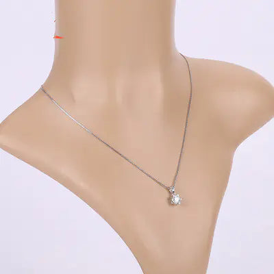 Minimalist Moissanite Necklace with Silver-Plated Chain