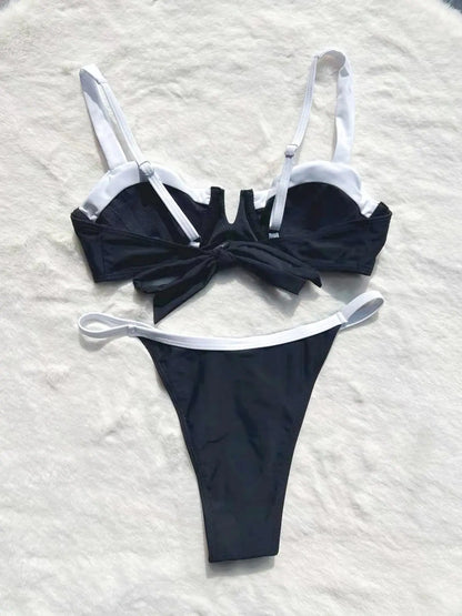 Ensemble Maillot de Bain Bikini Taille Basse Femme