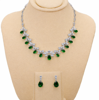 Marquise & Pear Diamond Floral Bridal Necklace Set