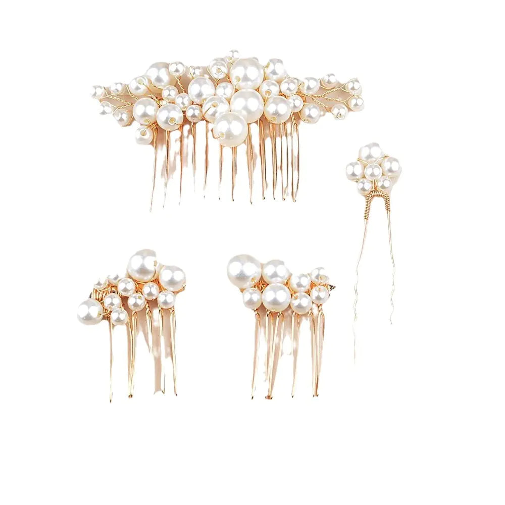 Vintage Baroque Pearl Hairpin Bridal Headpiece Set