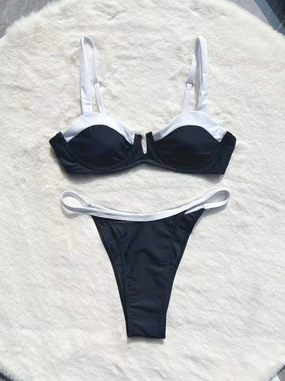 Ensemble Maillot de Bain Bikini Taille Basse Femme
