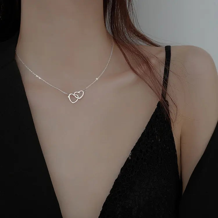 Double Ring Heart Minimalist Necklace for Women
