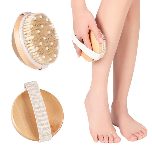 마사지 비즈와 둥근 헤드가 있는 나무 목욕 브러시