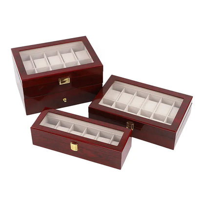 Boîte à montres en bois à double niveau pour 10 à 20 montres
