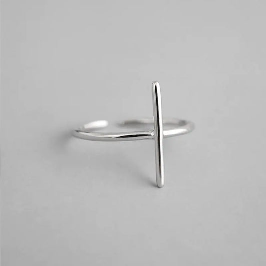 Minimalist Cross Cylinder Geometric Ring