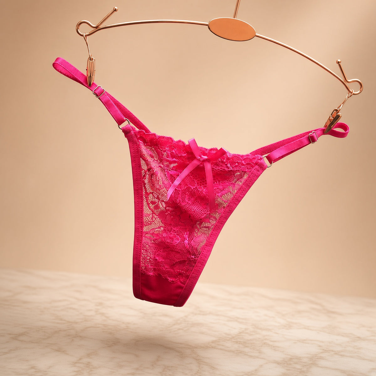 Nouvelle culotte string transparente réglable en dentelle taille basse