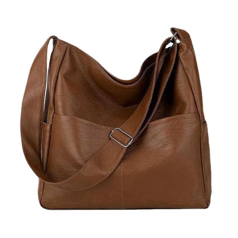 Large Capacity Soft Leather Vintage Bucket Bag for Women